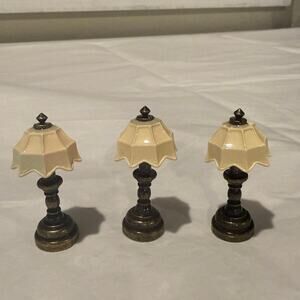 3 Miniature Dollhouse 1:12 Table Lamp Lights Flaws 1.8" Micro Scenes Display